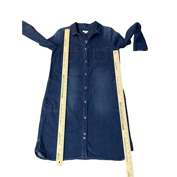 J Jill Denim Dress Womens S Used Blue Button Front - Picture 11 of 14